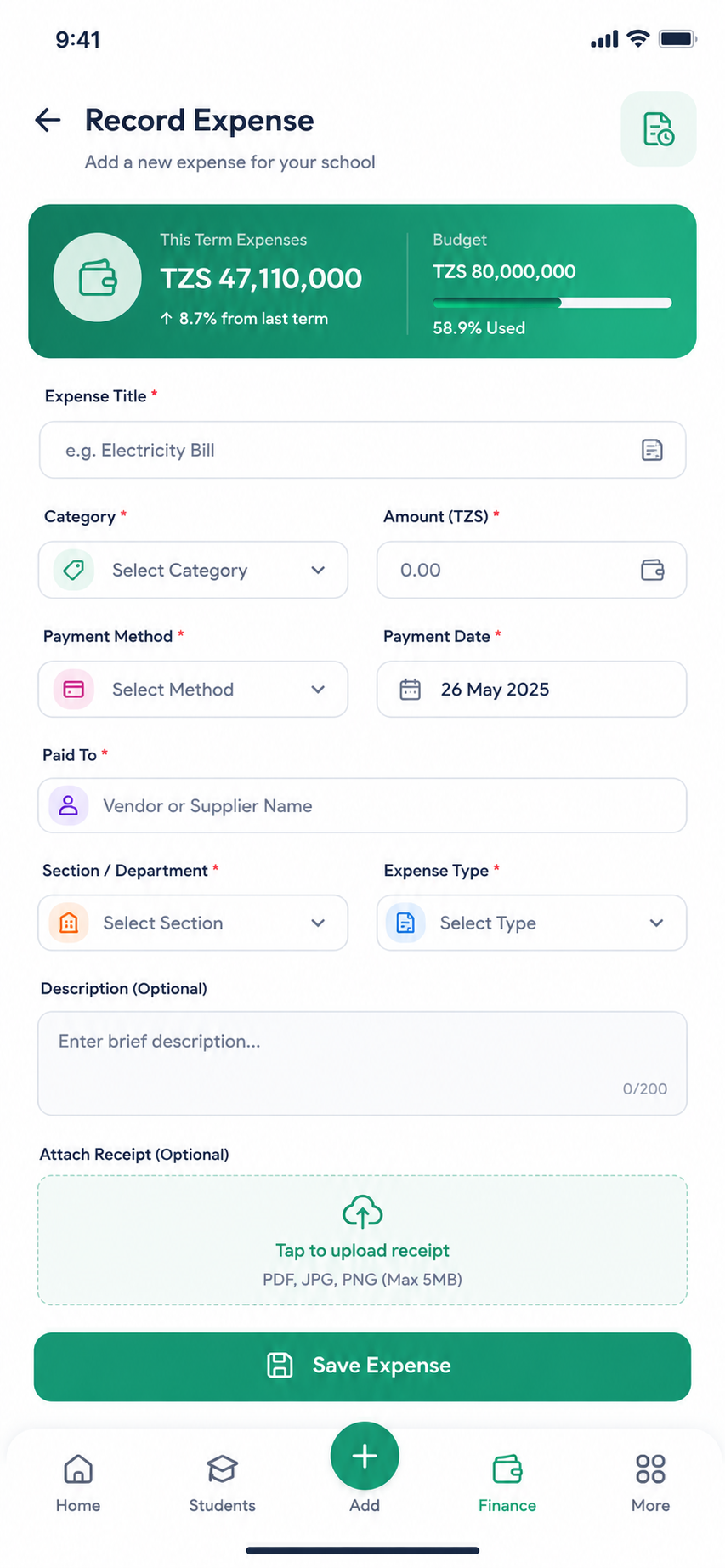 School Finance Dashboard App Preview
